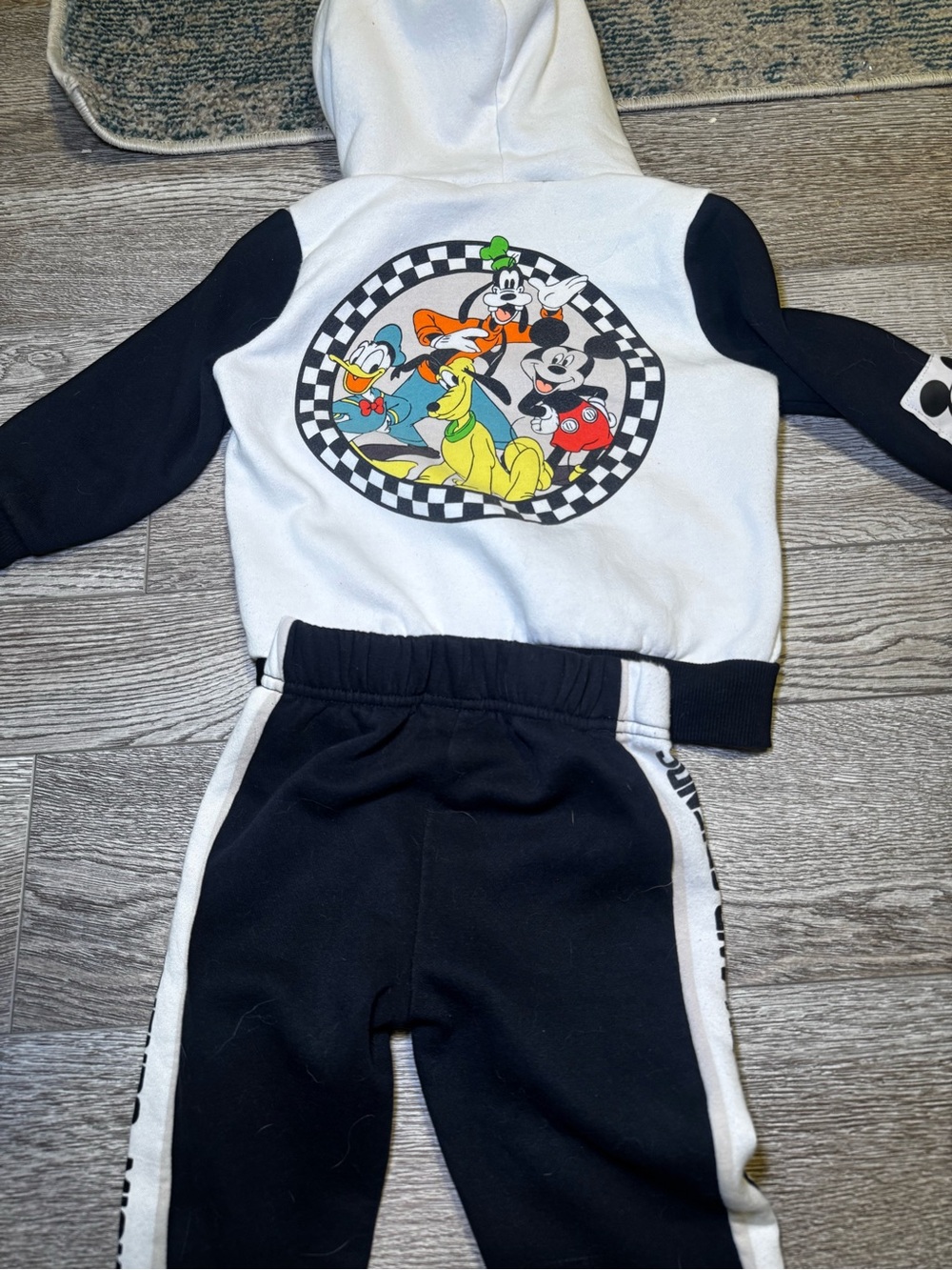 Disney Black, White and Tan Mickey & Friends Zip Hoodie & Jogger Set 3T - Picture 9 of 9